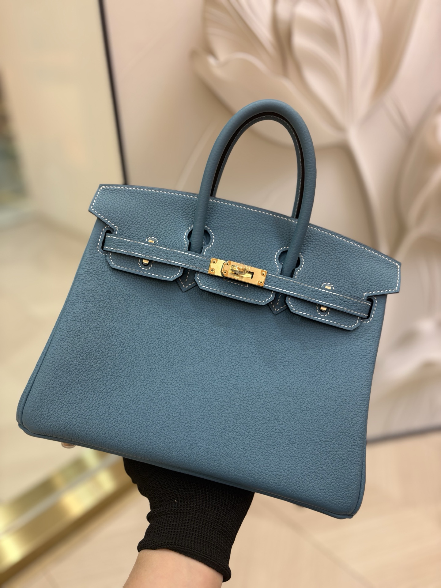 Hermes Birkin 30 Blue Jean Togo Gold Hardware