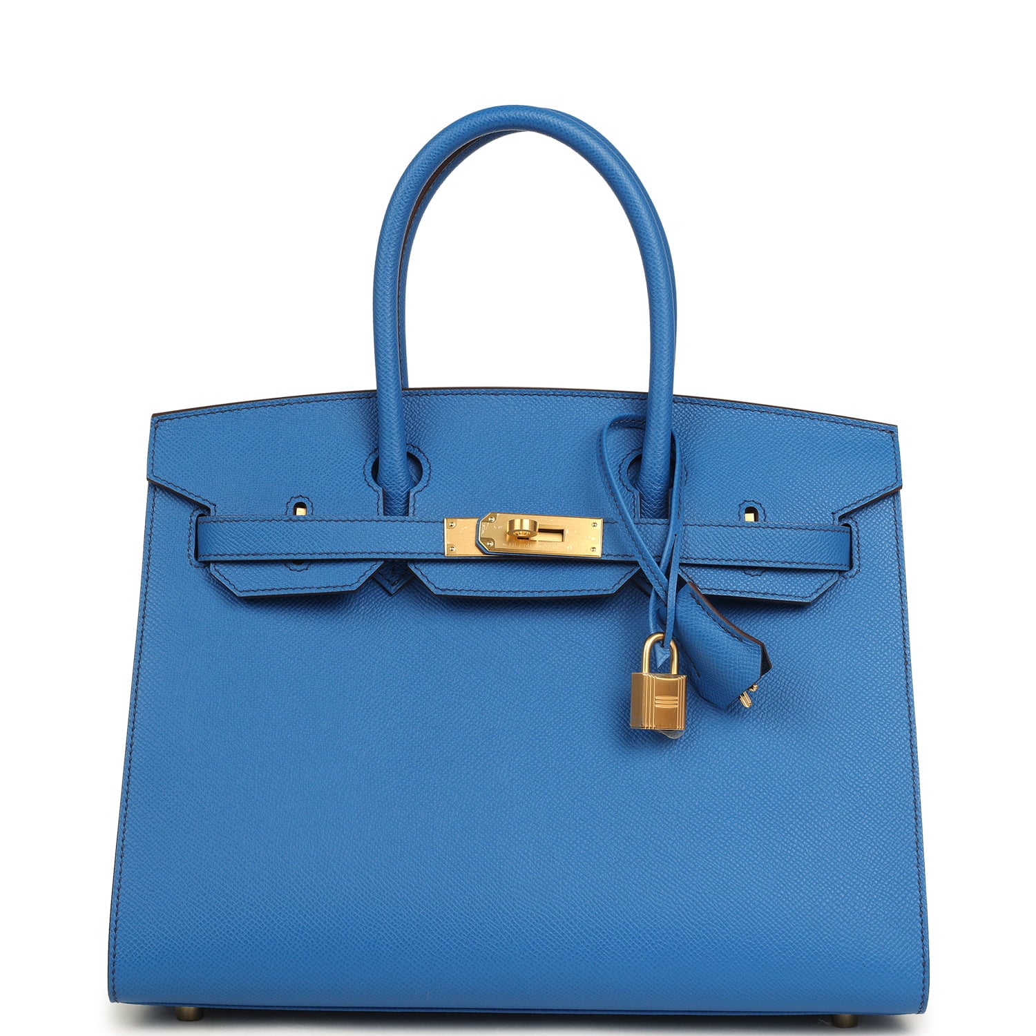 Hermes Special Order  Birkin Sellier 30 Bleu France Epsom Brushed Gold Hardware