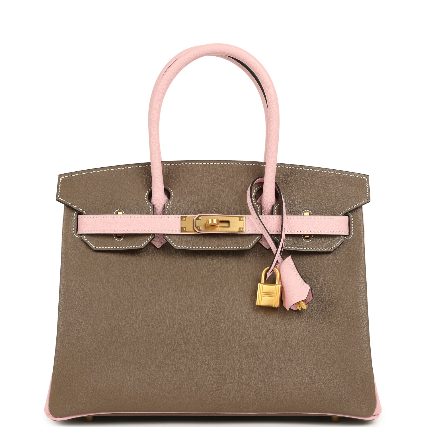 Hermès Special Order Birkin 30 Etoupe and Rose Sakura Chevre Mysore Brushed Gold Hardware