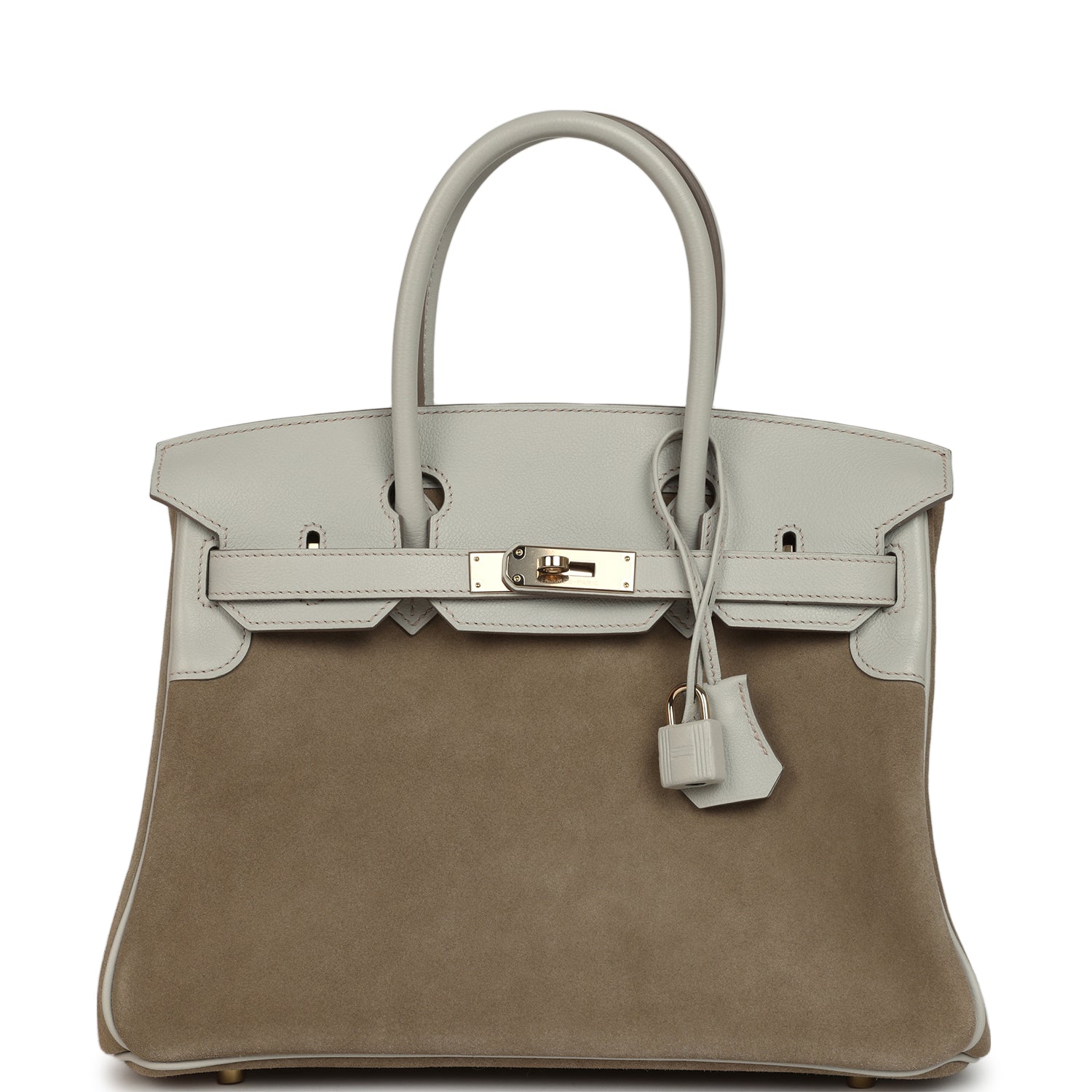 Hermès Birkin 30 Gris Caillou Grizzly and Gris Perle Evercolor Permabrass Hardware