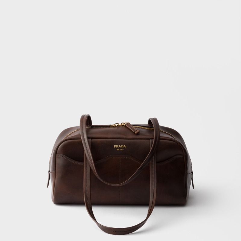 Prada Carry large antiqued leather top-handle bag