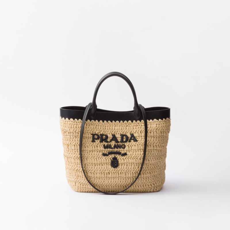 Small crochet and leather tote bag