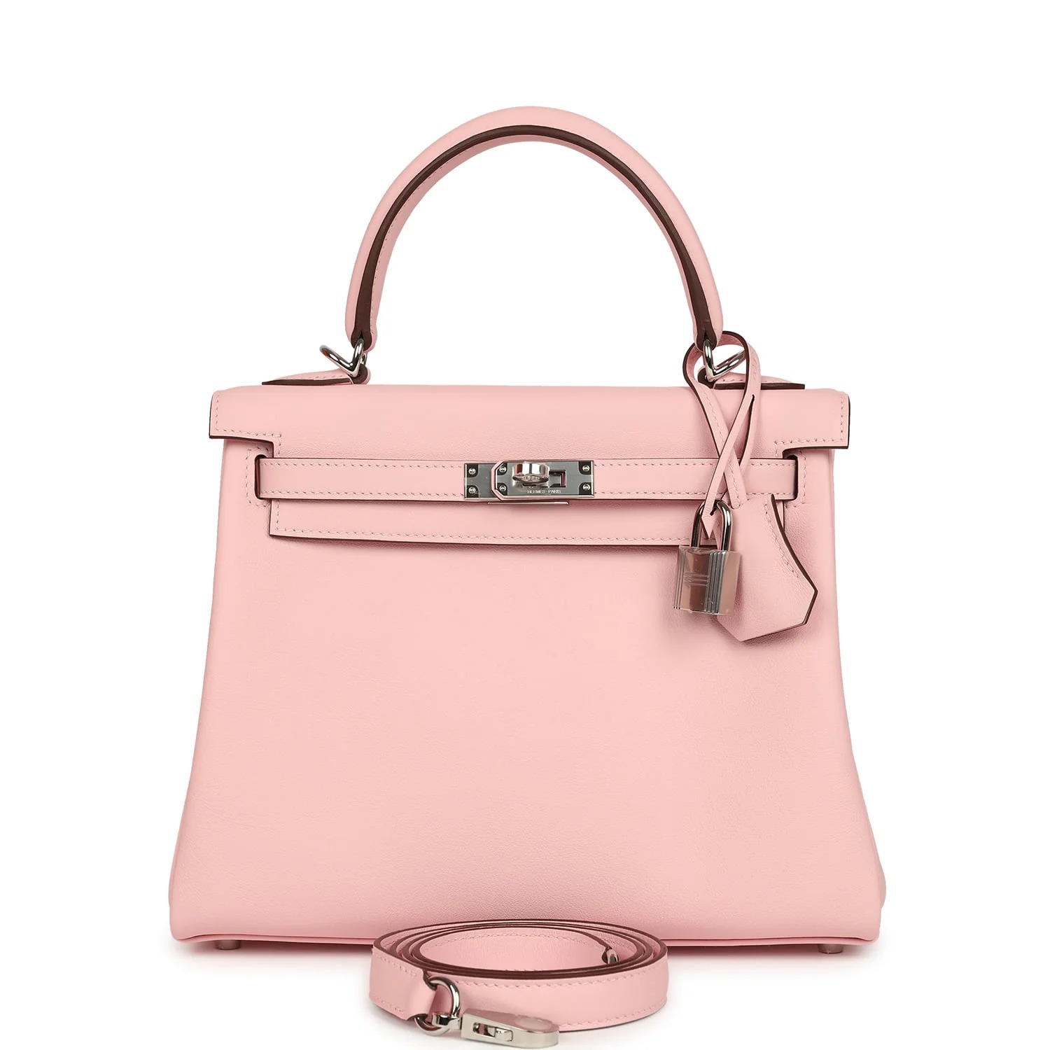Hermès Kelly Retourne 25 Rose Sakura Swift Palladium Hardware