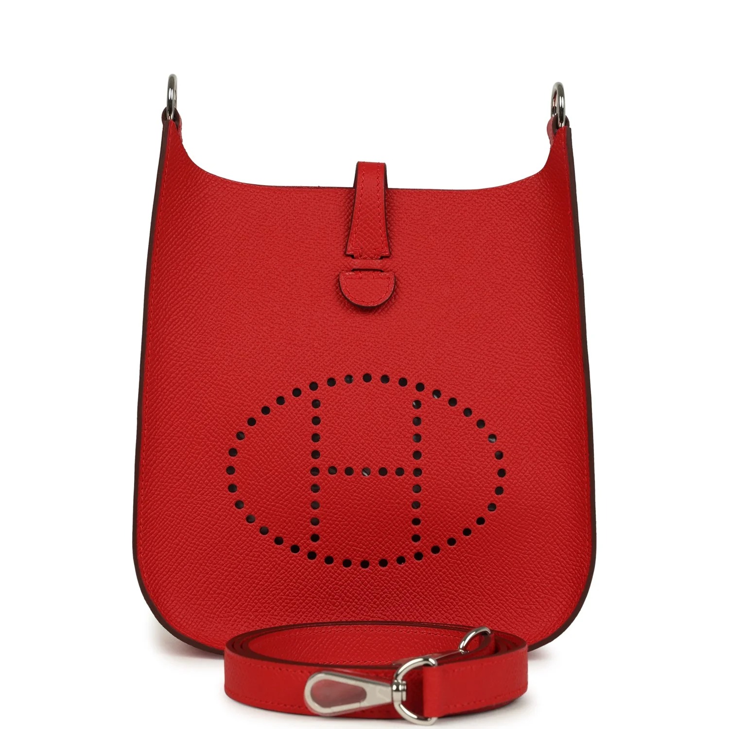 Hermès Evelyne Sellier TPM Rouge Radieux Epsom Palladium Hardware