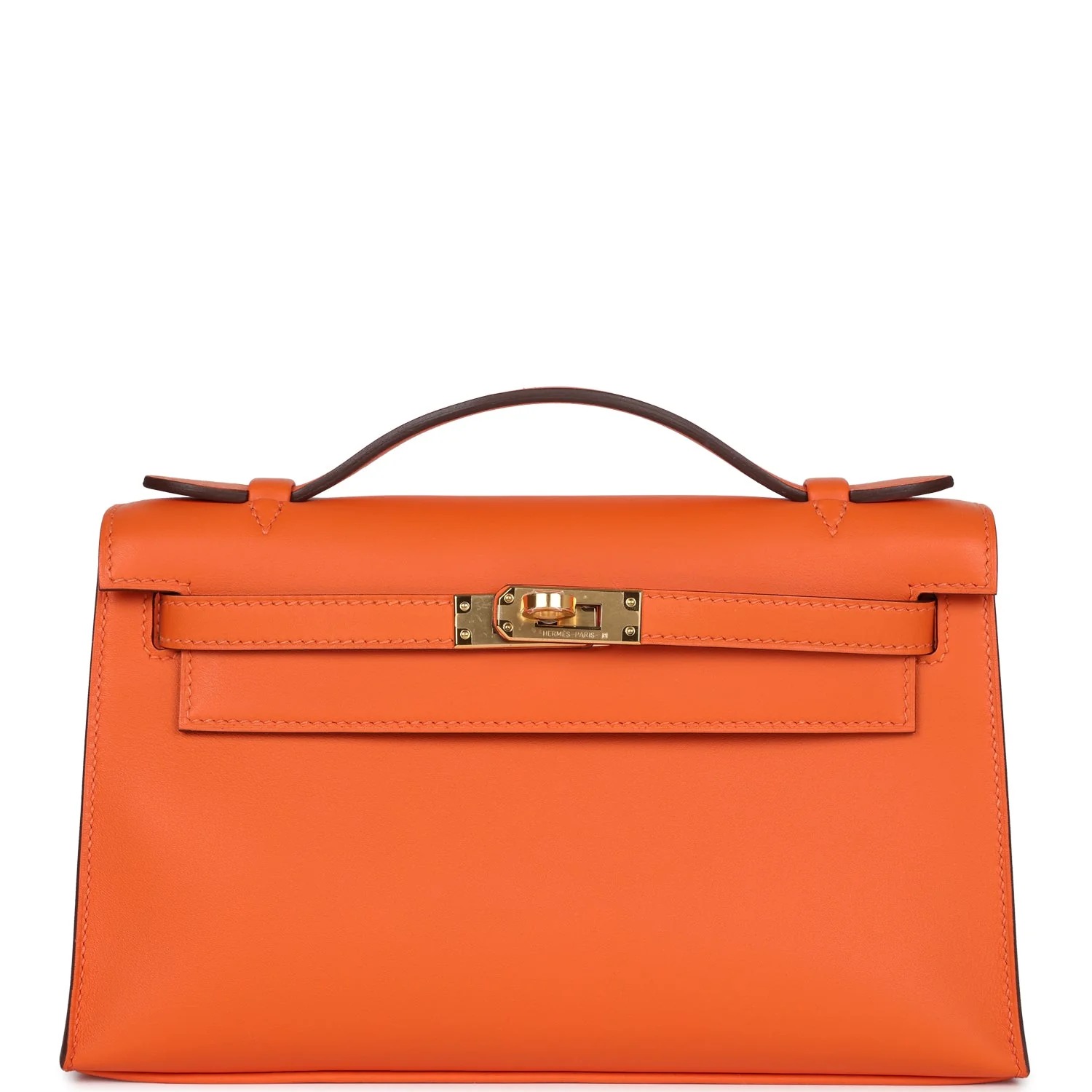 Hermes Special Order Kelly Pochette Orange Verso Swift Gold Hardware