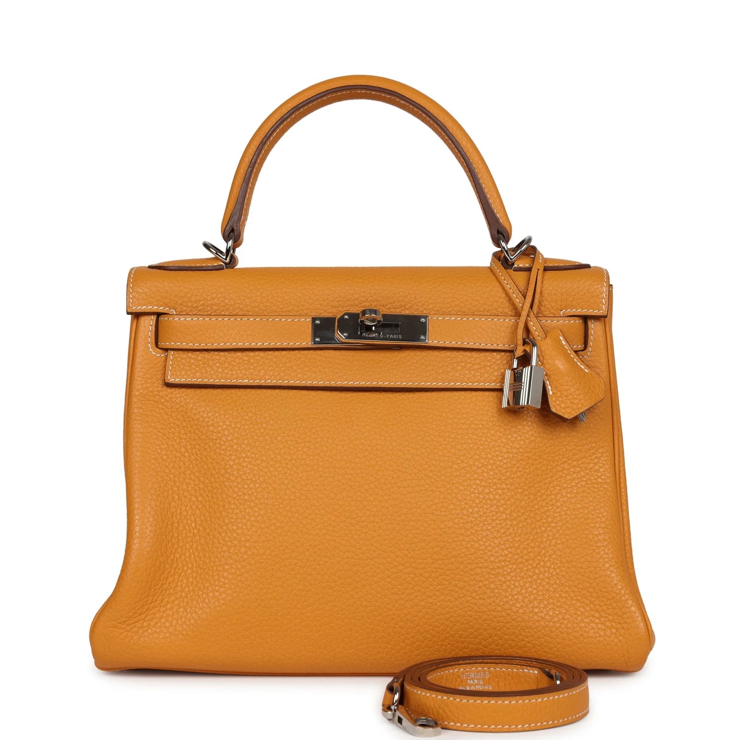 Hermès Kelly Retourne 28 Moutarde Clemence Palladium Hardware