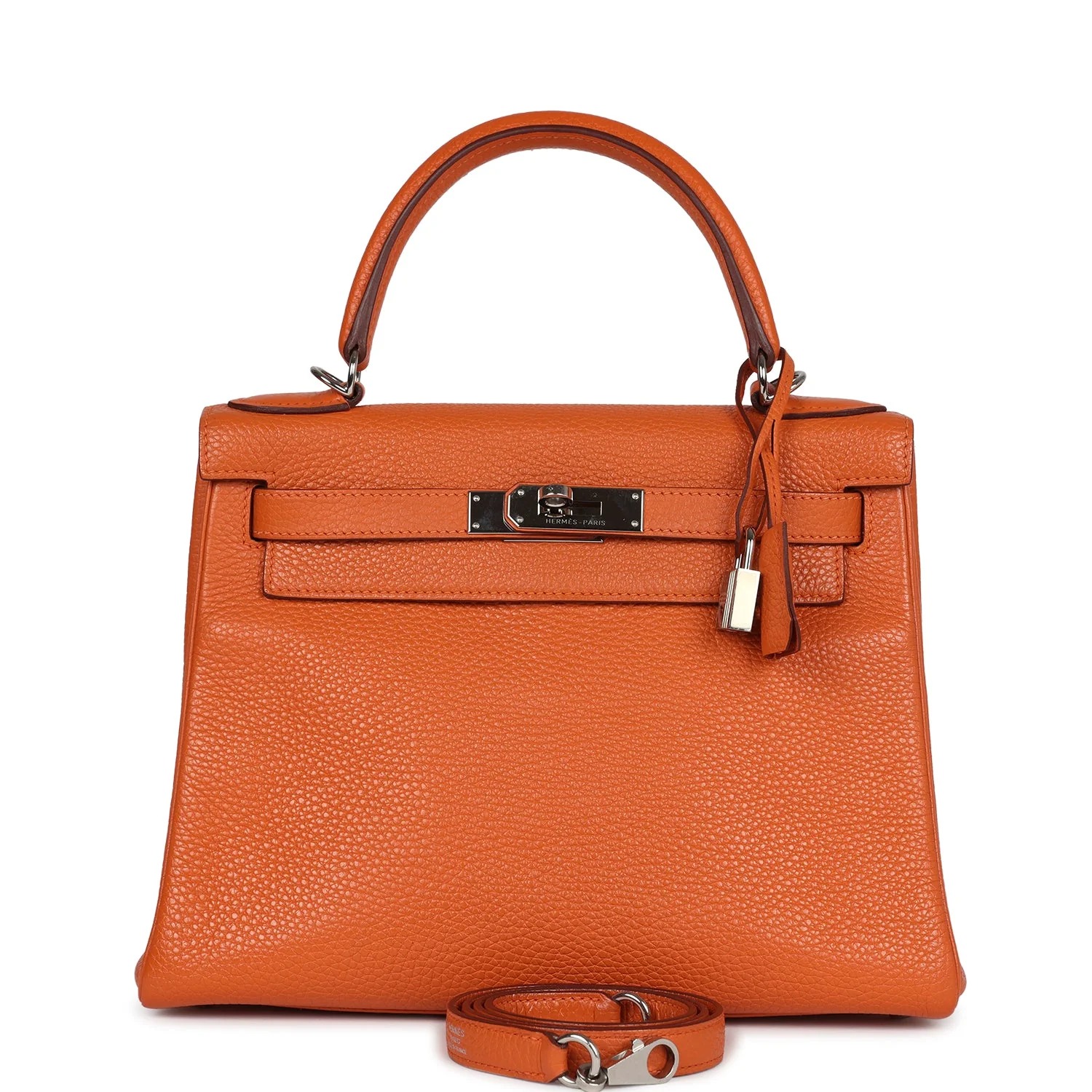 Hermès Special Order Kelly Retourne 28 Orange Togo Palladium Hardware