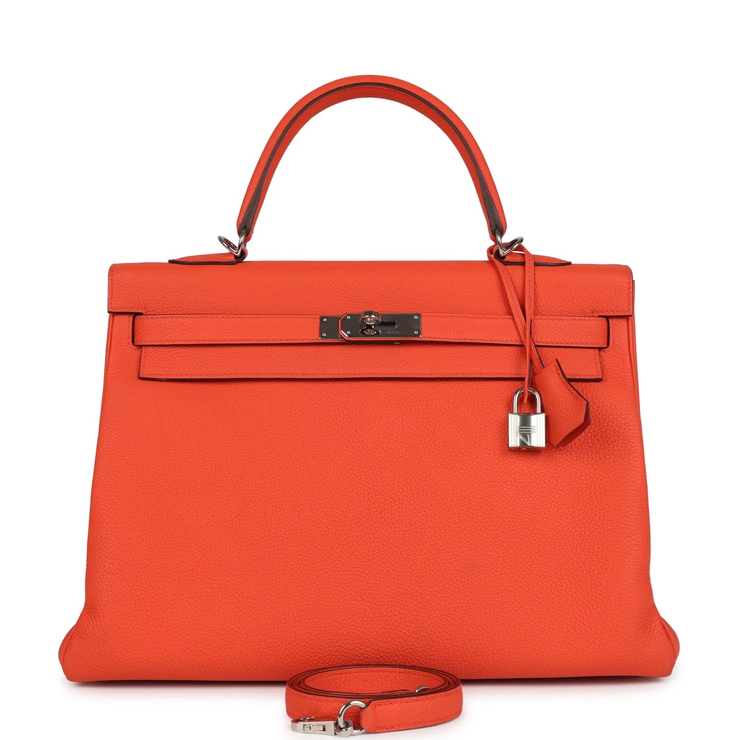 Hermès Kelly Retourne 35 Orange Poppy Togo Palladium Hardware