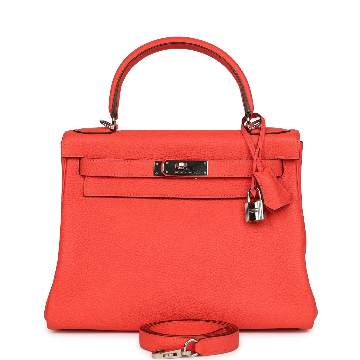 Hermès Kelly Retourne 28 Rose Texas Clemence Palladium Hardware