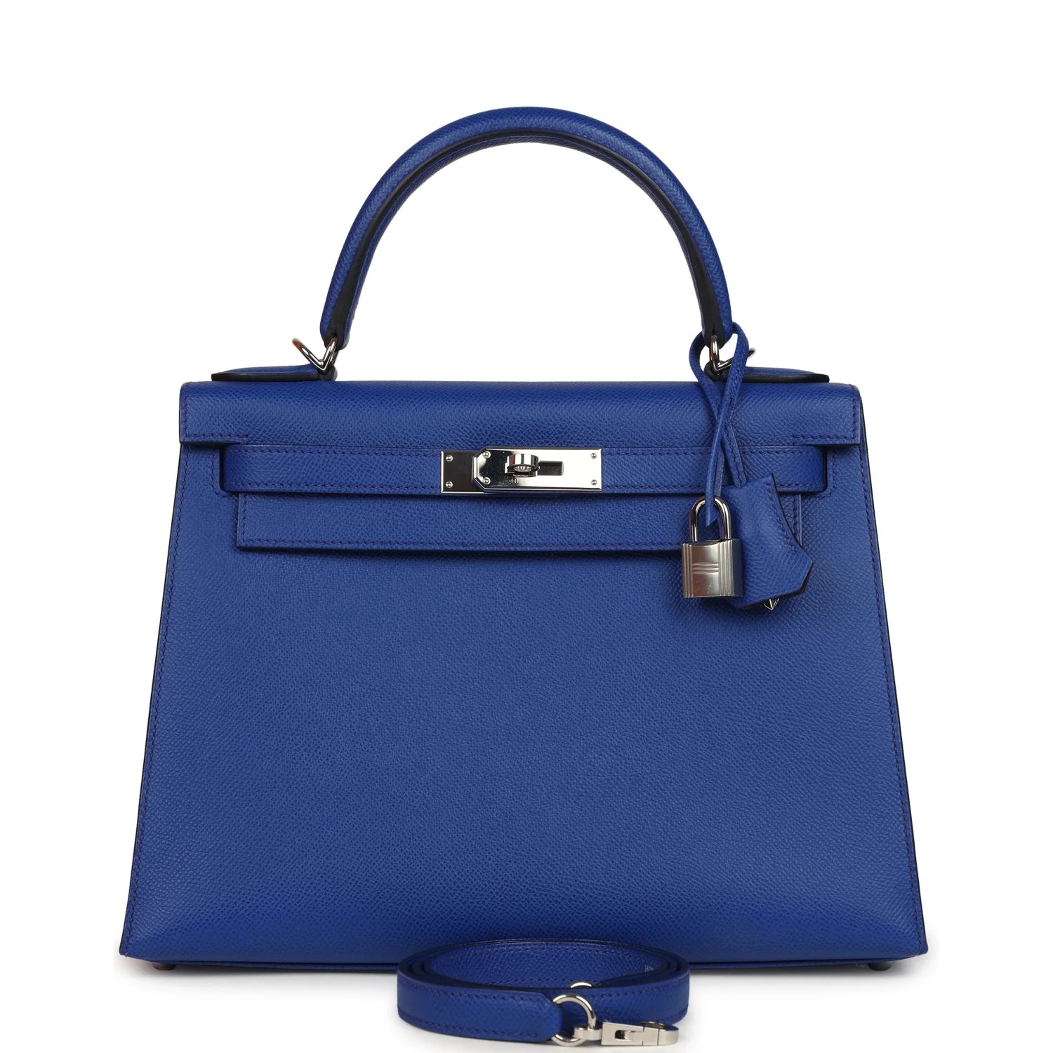 Hermès Kelly Sellier 28 Bleu Royal Verso Epsom Palladium Hardware